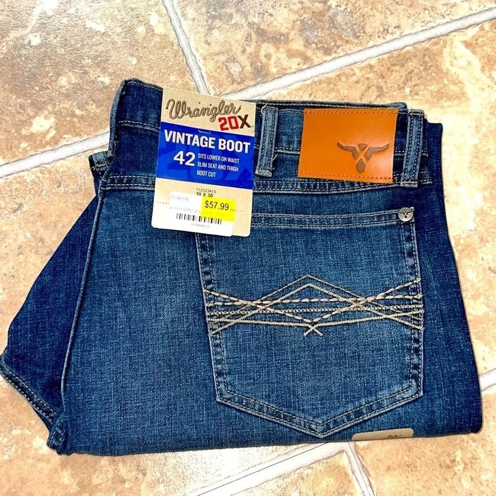 NWT Wrangler Jeans Vintage Boot 38x30 Western Mens 20X 112323415 Stretch Zip Fly